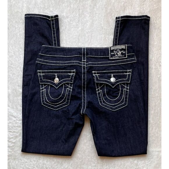 True Religion Big T Mid Rise with Flaps Skinny Jeans in Dark Blue Wash, Size 29 - Picture 13 of 13